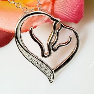 NEW S925 My First Love Horses in Heart Nec…